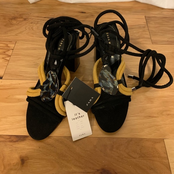 Zara leather and stone accent heels. NWT 6.5 - Picture 5 of 12